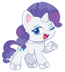 Size: 487x543 | Tagged: safe, artist:mofumofutchi, rarity, pony, unicorn, my little pony: pony life, chibi, cute, cutie mark, female, looking at you, mare, one eye closed, raribetes, simple background, transparent background, unshorn fetlocks, wink