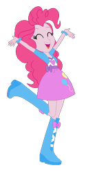 Size: 294x587 | Tagged: safe, artist:marcelinedude364, pinkie pie, equestria girls, rainbow rocks, cute, eyes closed, female, open mouth, raised leg, simple background, white background