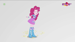 Size: 1024x576 | Tagged: safe, screencap, pinkie pie, equestria girls, mirror magic, spoiler:eqg specials, balloon, boots, bracelet, cute, eyes closed, female, food, high heel boots, jewelry, necklace, open mouth, pendant, popcorn, teletoon