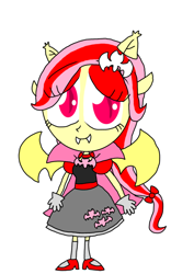 Size: 800x1280 | Tagged: safe, artist:pogorikifan10, fluttershy, equestria girls, anime, chibi, flutterbat, race swap, solo