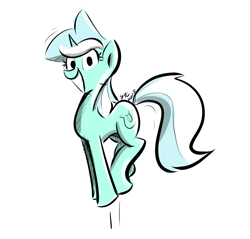 Size: 1287x1231 | Tagged: safe, artist:christheblue, lyra heartstrings, pony, unicorn, cute, female, giddy lyra, grin, irrational exuberance, jumping, lyrabetes, mare, simple background, smiling, solo, white background