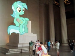 Size: 736x552 | Tagged: safe, lyra heartstrings, irl, lincoln memorial, lord, meme, photo, president, sitting, sitting lyra