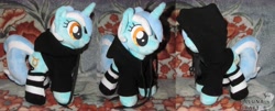 Size: 6869x2768 | Tagged: safe, artist:allunacraft, lyra heartstrings, pony, fanfic:background pony, clothes, high res, hoodie, irl, photo, plushie, socks, solo, striped socks