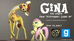 Size: 1024x576 | Tagged: safe, artist:beardeddoomguy, clementine, fluttershy, giraffe, pegasus, pony, 3d, downloadable, gmod, source filmmaker