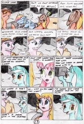 Size: 2316x3408 | Tagged: safe, artist:40kponyguy, derpibooru exclusive, applejack, lyra heartstrings, rainbow dash, earth pony, human, pegasus, pony, unicorn, 40kponyguy's the staff of aurelian, comic, crossover, drunk, hoof hold, traditional art, warhammer (game), warhammer 40k