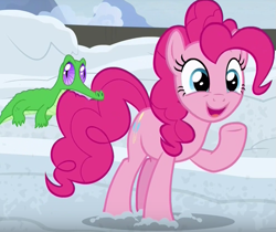 Size: 993x833 | Tagged: safe, screencap, gummy, pinkie pie, pony, not asking for trouble, discovery family logo