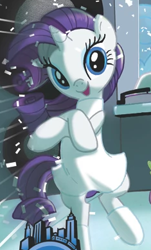 Size: 235x390 | Tagged: safe, idw, rarity, pony, unicorn, spoiler:comic, spoiler:comic03, clothes, crossed hooves, dancing, dress, gangnam style, looking at you, manehattan, solo