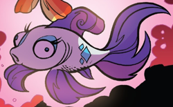 Size: 432x268 | Tagged: safe, idw, rarity, fish, spoiler:comic, spoiler:comic78, cropped, fishified, goldfish, rarifish, species swap