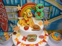 Size: 1600x1200 | Tagged: safe, artist:tsac-uk, applejack, apple, cake, fondant, food, hat, irl, photo