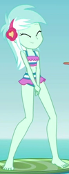 Size: 185x461 | Tagged: safe, screencap, lyra heartstrings, timber spruce, better together, equestria girls, turf war, barefoot, belly button, bikini, clothes, cropped, cute, feet, lifeguard timber, lyrabetes, midriff, offscreen character, sleeveless, sports bra, swimsuit