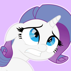 Size: 500x500 | Tagged: safe, artist:reapir, rarity, pony, unicorn, my little pony: the movie, bust, female, grin, looking up, mare, movie accurate, nervous, nervous grin, smiling, solo