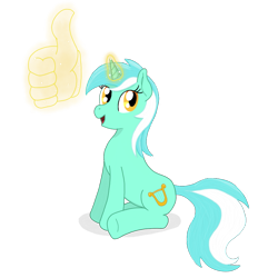 Size: 1024x1024 | Tagged: safe, artist:dijhojee, lyra heartstrings, pony, unicorn, female, glowing horn, hand, magic, magic hands, mare, open mouth, simple background, sitting, smiling, solo, transparent background