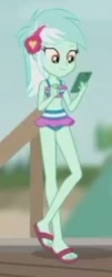 Size: 404x996 | Tagged: safe, screencap, lyra heartstrings, better together, equestria girls, bikini, clothes, feet, flip-flops, midriff, solo, swimsuit