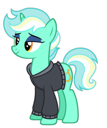 Size: 1551x1857 | Tagged: safe, artist:starryoak, lyra heartstrings, pony, unicorn, alternate universe, clothes, eyeshadow, female, hoodie, makeup, mare, miracleverse, simple background, solo, transparent background, vector