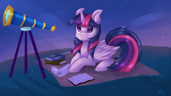 Size: 3840x2160 | Tagged: safe, artist:snowsky-s, derpibooru import, twilight sparkle, twilight sparkle (alicorn), alicorn, pony, book, female, mare, solo