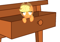 Size: 589x413 | Tagged: safe, artist:creepycurse, part of a set, applejack, earth pony, pony, drawer, drowsy drawer ponies, solo