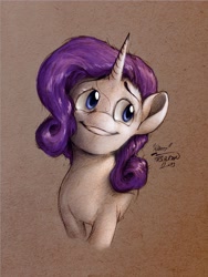 Size: 3000x4000 | Tagged: safe, artist:th3ipodm0n, rarity, pony, unicorn, female, high res, looking at you, mare, simple background, smiling, solo, toned paper