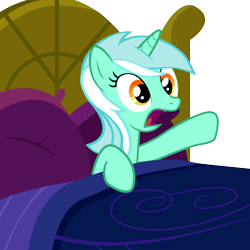 Size: 2000x2000 | Tagged: safe, artist:veyronraze, lyra heartstrings, pony, unicorn, bed, female, hooves, mare, open mouth, pillow, solo, vector