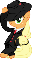 Size: 2943x5335 | Tagged: safe, artist:livehotsun, applejack, earth pony, pony, clothes, simple background, solo, suit, transparent background, vector