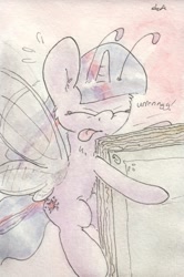 Size: 686x1036 | Tagged: safe, artist:slightlyshade, derpibooru import, twilight sparkle, breezie, book, solo, traditional art