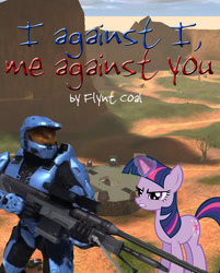 Size: 644x800 | Tagged: safe, derpibooru import, twilight sparkle, blood gulch, church, crossover, fanfic art, fanfic cover, halo (series), i against i me against you, leonard church, red vs blue, rooster teeth