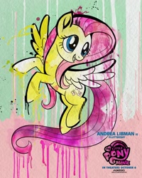 Size: 1500x1875 | Tagged: safe, fluttershy, pegasus, pony, my little pony: the movie, andrea libman, movie poster, my little pony logo, official, poster, solo