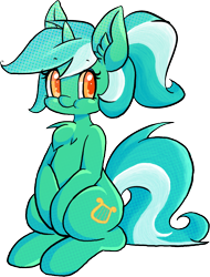 Size: 764x1004 | Tagged: safe, artist:mrspinkpuds, lyra heartstrings, pony, unicorn, alternate hairstyle, chest fluff, colored pupils, cute, ear fluff, female, lyrabetes, mare, ponytail, simple background, sitting, sitting lyra, solo, transparent background