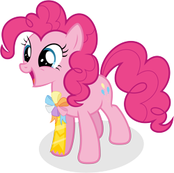 Size: 6000x5981 | Tagged: safe, artist:lahirien, pinkie pie, earth pony, pony, not asking for trouble, absurd resolution, ambassador badge, cute, diapinkes, happy, simple background, smiling, solo, transparent background, vector