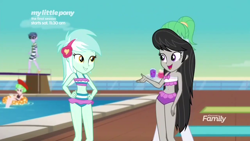 Size: 1280x720 | Tagged: safe, screencap, lyra heartstrings, microchips, octavia melody, watermelody, better together, equestria girls, spring breakdown, background human, belly button, bikini, clothes, female, male, midriff, sleeveless, swimming pool, swimsuit, unnamed character