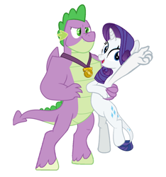 Size: 1104x1177 | Tagged: safe, alternate version, derpibooru exclusive, edit, editor:proto29, rarity, spike, dragon, hybrid, pony, unicorn, the last problem, female, gigachad spike, male, older, older spike, race swap, shipping, simple background, sparity, straight, transformation, white background, winged spike