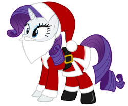 Size: 1024x854 | Tagged: artist needed, safe, rarity, pony, unicorn, belt, boots, christmas, clothes, costume, fake beard, female, hat, holiday, horn, mare, santa beard, santa claus, santa costume, santa hat, shoes, simple background, solo, transparent background, vector