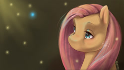 Size: 1366x768 | Tagged: safe, artist:2072, fluttershy, pegasus, pony, bust, lidded eyes, no mouth, portrait, solo