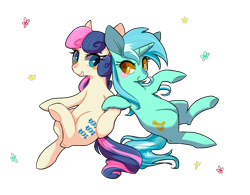 Size: 1280x996 | Tagged: safe, artist:phyllismi, bon bon, lyra heartstrings, sweetie drops, earth pony, pony, unicorn, duo, female, mare, simple background, transparent background