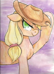 Size: 2550x3477 | Tagged: safe, artist:buttercupsaiyan, applejack, earth pony, pony, female, solo, traditional art