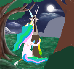 Size: 6488x6024 | Tagged: safe, artist:mr100dragon100, discord, princess celestia, alicorn, pony, absurd resolution, dislestia, female, male, meme, otp, shipping, straight