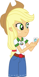 Size: 1895x3675 | Tagged: safe, artist:anhel032015, applejack, equestria girls, legend of everfree, clothes, cowboy hat, denim, freckles, hat, shorts, simple background, smiling, solo, stetson, transparent background, vector