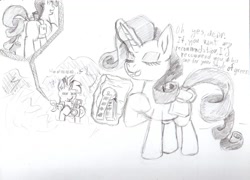 Size: 1054x758 | Tagged: safe, artist:khaki-cap, rarity, oc, oc:blaze, pony, unicorn, butt, camera, creeper, obsessed, plot, sketch, traditional art, unicorn oc