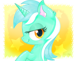 Size: 5000x4000 | Tagged: safe, artist:yunyeyoung, lyra heartstrings, pony, unicorn, absurd resolution, bedroom eyes, blushing, bust, cute, ear fluff, female, heart eyes, lyrabetes, mare, profile, solo, stars, wingding eyes