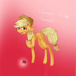 Size: 3000x3000 | Tagged: safe, artist:sunshinejoyyt, applejack, earth pony, pony, alternate universe, failure, missing cutie mark, solo