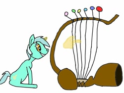 Size: 736x552 | Tagged: safe, artist:lekonar13, lyra heartstrings, pony, unicorn, crossover, gaffophone, gaston lagaffe, music