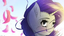 Size: 1192x670 | Tagged: safe, artist:maneingreen, rarity, pony, unicorn, cheek fluff, ear fluff, flower petals, solo