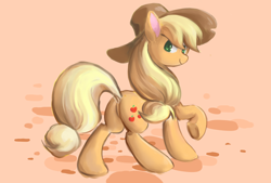 Size: 3496x2362 | Tagged: safe, artist:wolvierland, applejack, earth pony, pony, applebutt, applejack's hat, butt, cowboy hat, dock, hat, looking at you, looking back, looking back at you, plot, raised hoof, smiling, smiling at you, solo, underhoof