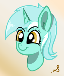 Size: 3373x3974 | Tagged: safe, artist:sponeoupartan, lyra heartstrings, pony, unicorn, bust, simple background, smiling, solo