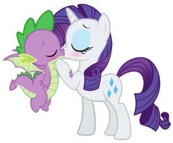 Size: 985x811 | Tagged: safe, artist:georgegarza01, rarity, spike, dragon, pony, unicorn, blushing, female, kissing, male, mare, shipping, sparity, straight, vector