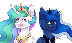 Size: 6000x3600 | Tagged: safe, artist:ev04kaa, princess celestia, princess luna, alicorn, pony, bust, cigarette, crown, duo, female, folded wings, jewelry, mare, portrait, princess, rcf community, regalia, sidemouth, simple background, smoking, three quarter view, transparent background, wings