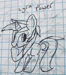Size: 2146x2460 | Tagged: safe, artist:rainbow eevee, lyra heartstrings, pony, cute, drawing, graph paper, lineart, lyrabetes, missing cutie mark, old art, solo, traditional art