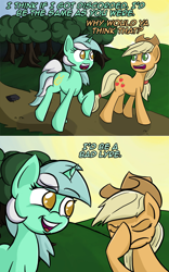 Size: 1000x1602 | Tagged: safe, artist:roflpony, applejack, lyra heartstrings, earth pony, pony, ask pun, colored pupils, facehoof, pun