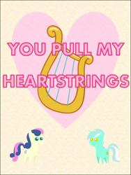 Size: 578x770 | Tagged: safe, artist:bronybyexception, bon bon, lyra heartstrings, sweetie drops, pony, card, female, lesbian, lyrabon, shipping