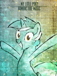 Size: 675x900 | Tagged: safe, artist:mlp-frank, part of a series, part of a set, lyra heartstrings, pony, humie, irrational exuberance, smiling, solo, title drop