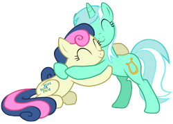 Size: 14000x10000 | Tagged: safe, artist:tardifice, bon bon, lyra heartstrings, sweetie drops, pony, the break up breakdown, absurd resolution, female, hug, lyrabon, shipping, simple background, transparent background, vector